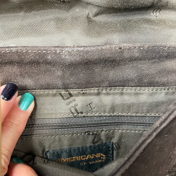 Vintage Sharif Brown Suede Purse Handbag Boho Style - Picture 9 of 9